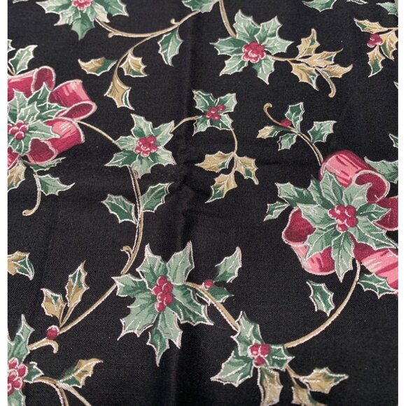 Vintage Concord Fabrics Holly & Berries Christmas Fat Quarter 18x22 Cotton Black - Picture 1 of 5